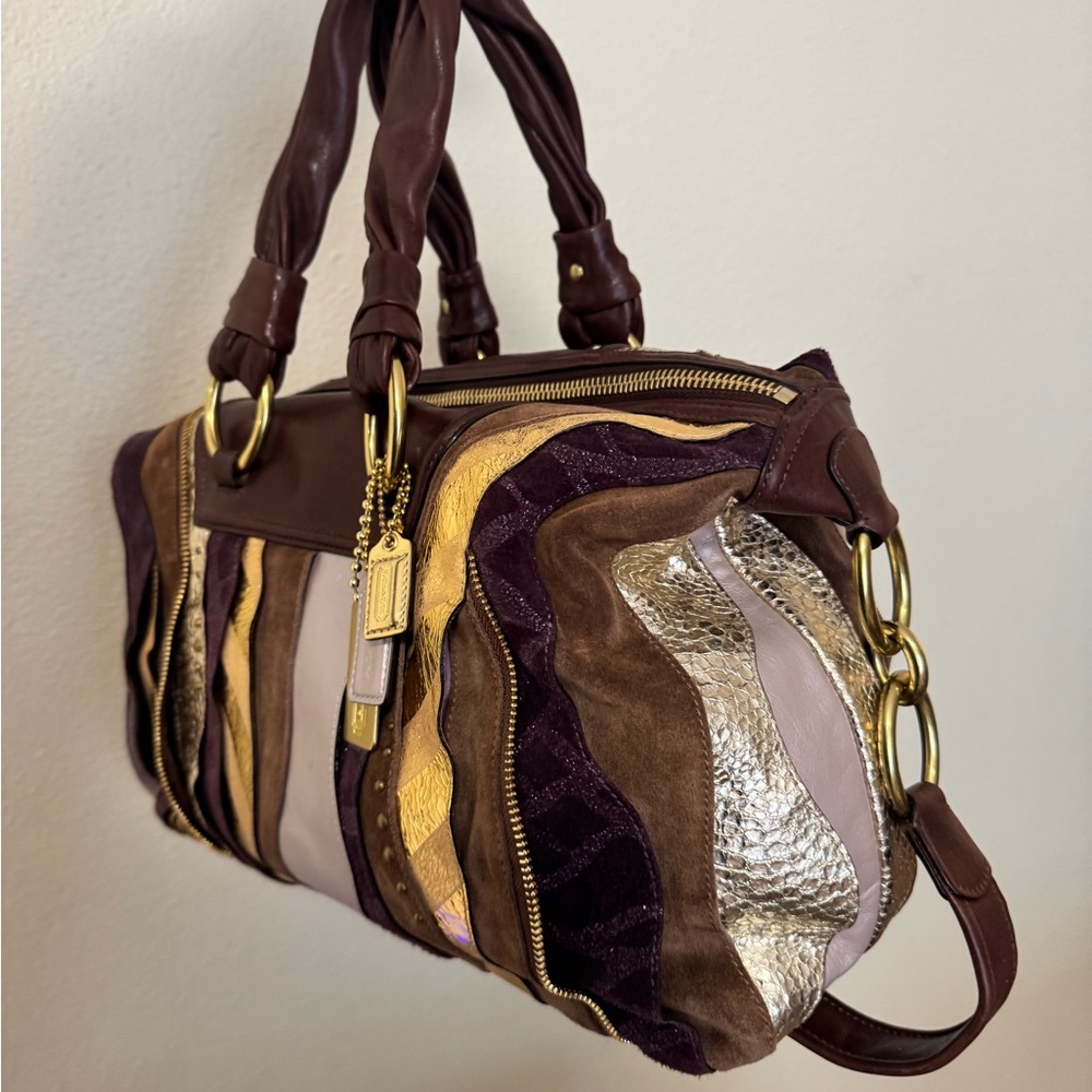 SOLD ๐ซ Vintage Coach Limited Edition Metallic Leather Large Sabrina y2k RARE - Picture 4 of 9